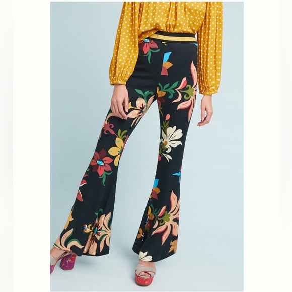 Farm Rio Calla Floral Print Flared Pants - Picture 1 of 14